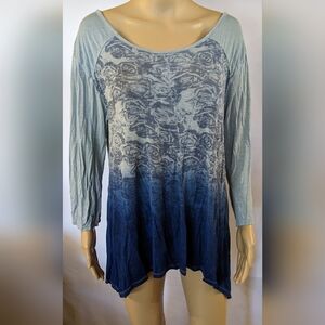 Pre-owned Allie & Rob shades of blue long sleeve shirt size extra large, TH